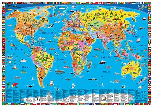 K&S druckbunt Verlag Illustrierte politische Weltkarte - Poster