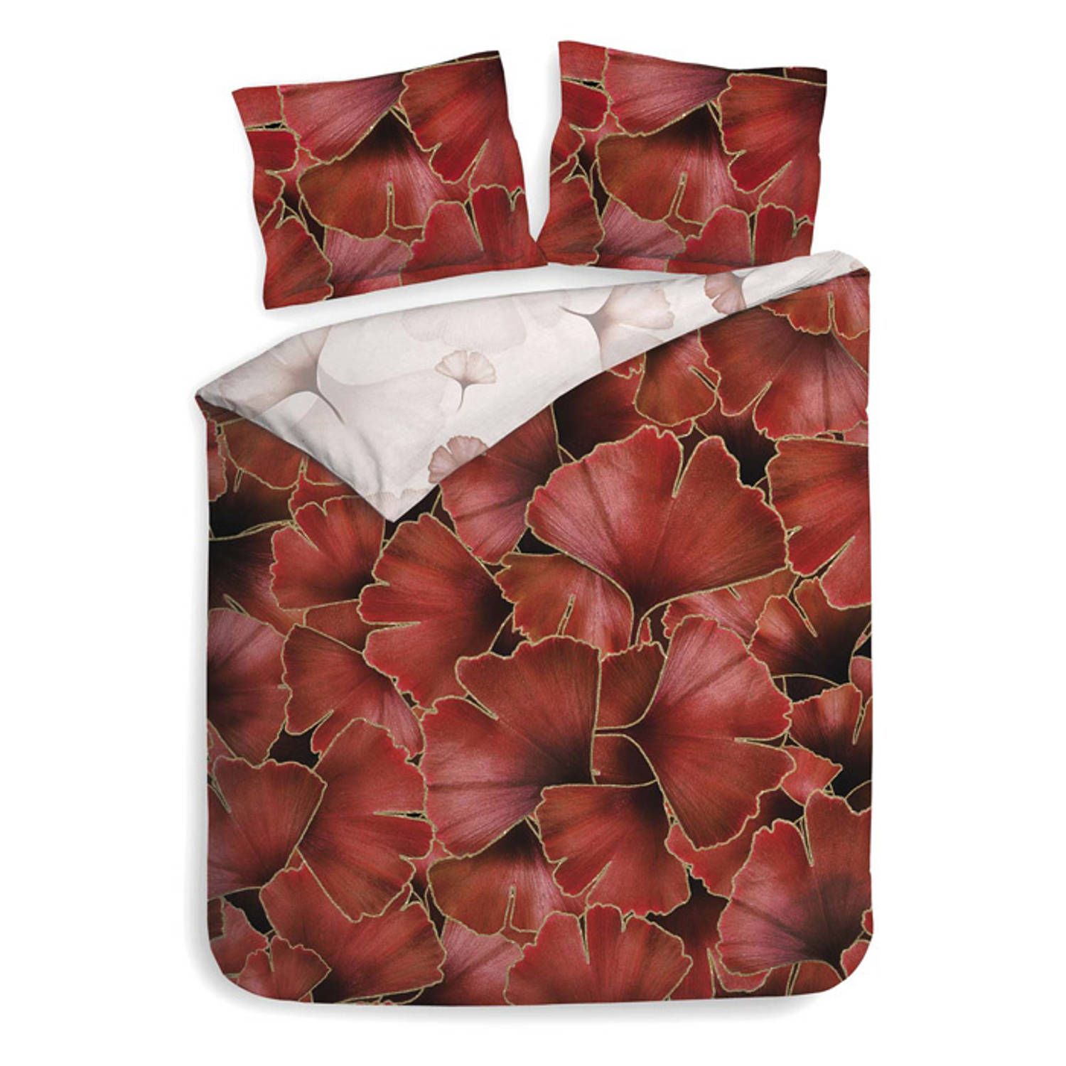 Heckett & Lane Daya Dekbedovertrek Eenpersoons 140x200/220 cm + 1 kussensloop 60x70 cm Plum Red