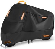 300D Shenzhen Haorui Industrial Technology Co., Ltd. Scooterhoes Buiten Binnen Scooterzeil Waterdichte Motorfietshoes 300D Oxford Motorfietsgarage met 4 Reflecterende Strips en 2 Slotgaten, 2 Bevestigingsgespen (XXXXL: 290x95x140cm)