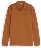 Tom Tailor - Piqué-poloshirt met lange mouwen - Maat L - bright camel brown