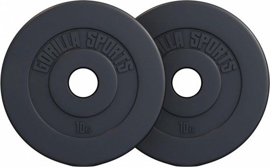 Gorilla Sports Olympische Halterschijven - 2 x 10 kg - Kunststof - 50 mm - Zwart
