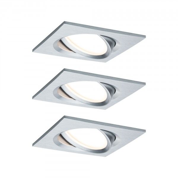 Paulmann Nova Plus Coin LED Inbouwspot Set - Zwenkbaar - Hoekig - 3x6W - 2700K - Aluminium