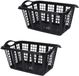 Storage Solutions panier à linge avec poignées - 3x pièces - Noir - 37 litres - 60 x 40 x 30 cm