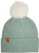 Stone Valley Merino Wol Beanie Groen met Pompon