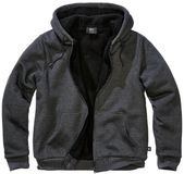 Brandit Sweatjacket Teddylining Heren Trui met capuchon - gemêleerd zwart - L