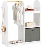 SoBuy KMB40-W Kinderkledingkast - Wit Houten Opbergkast met Planken & Mand