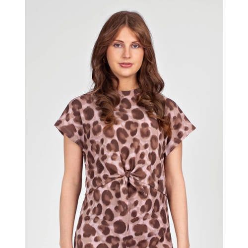 LOVE2WAIT zwangerschaps blousetop met panterprint bruin