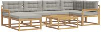 vidaXL - Hoek loungeset - 6 zitplekken - Wit en lichtgrijs - Acacia hout
