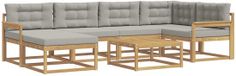 vidaXL - Hoek loungeset - 6 zitplekken - Wit en lichtgrijs - Acacia hout