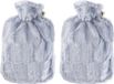 Merkloos / Sans marque Hugo Frosch Gmbh Warm water kruik met warme bont hoes - 2x - grijs - 1800 ml