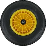 Fort Kruiwagenwiel SMB, kunststof velg Geel, profielband met binnenband, aslengte 130 mm en Ø 20mm