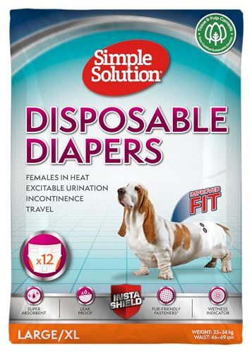 Simple Solution Wegwerp hondenluiers voor vrouwelijke honden, Super absorberende lekvrije Natheidsindicator 12 pack