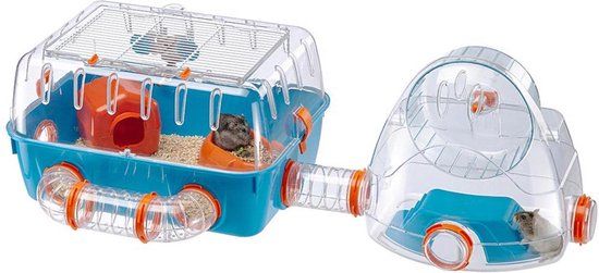 Ferplast Combi 2 Hamsterkooi - Blauw - 79,5 x 29,5 x 26,3 cm