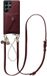 AVY Housse en cuir pour Samsung Galaxy S25 Ultra | Avec cordon et porte-cartes magnétique | Compatible MagSafe | Étui en cuir avec cordon de 30 cm et 130 cm et portefeuille | Cuir et perles | Bordeaux