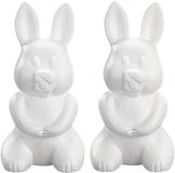 Rayher hobby materialen Piepschuim hobby vorm - 4x - haas/konijn - 24 cm - DIY knutsel figuren om te versieren