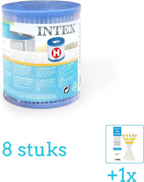 Intex Filter Cardridge - Type H - 8 stuks - Voordeelverpakking - Inclusief WAYS Teststrips