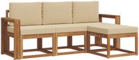 vidaXL Bank loungeset 4-delig Natuurlijk en Beige Acacia Hout