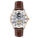 Thomas Earnshaw Automatisch skelethorloge voor heren, 44 mm lang, dubbele tijdzone, armband van roestvrij staal, 12 uur, weergave zon en maan en rotor versierd, bruin, ES-8006-08