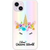 Unicorn World Bedrukt siliconen hoesje compatibel met iPhone 15 Plus