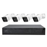 PNI House IPMAX POE 3LR videobewakingskit, NVR met 4 POE-poorten en 10 in netwerk, en 4 camera's met 3MP, buiten, Power over Ethernet, gezichtsdetectie, bewegingsdetectie, 4 kabels, voeding, muis