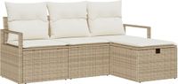 vidaXL Tuinbank Set Beige Polyrattan