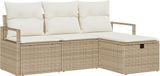 vidaXL Tuinbank Set Beige Polyrattan
