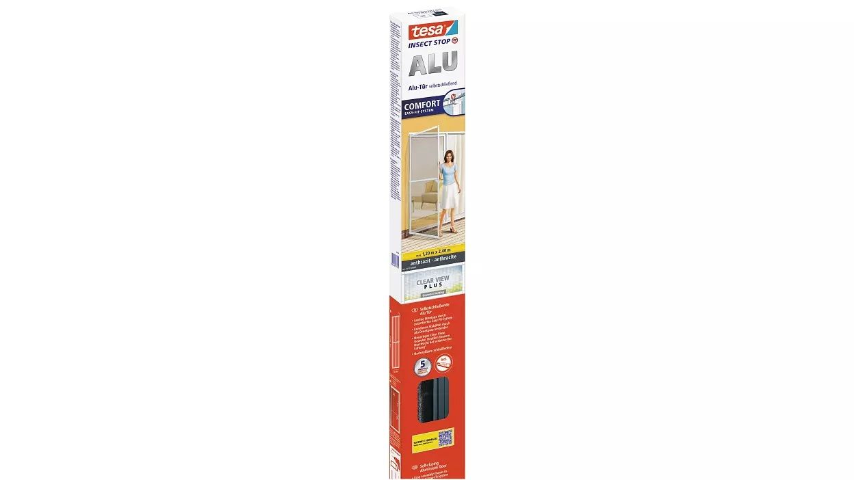 tesa ALU COMFORT Vliegenhor voor deur - Antraciet - 120 x 240 cm