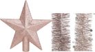 Decoris Kaemingk B.V. Kerstversiering kunststof glitter ster piek 19 cm en folieslingers pakket lichtroze van 3x stuks