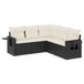 vidaXL 5-delige Loungeset met kussens, polyrattan, zwart