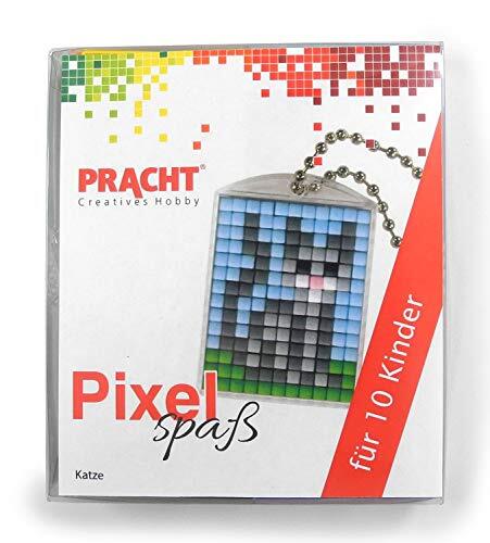 Pracht Creatives Hobby Pixel P90058-08501 Leuke knutselset katten voor kinderen met 10 medaillons om te pixelen, eenvoudig insteeksysteem zonder strijken en lijmen, voor kleuterschool, school, verjaardag en vrije tijd