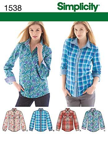 Simplicity Simplicity 1538 Vrouwen Button Up Shirt Naaipatronen, maten 14-22