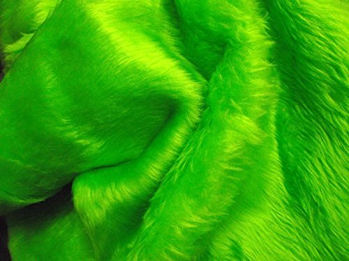 CRS Fur Fabrics Plain Fun Faux Bont Stof Materiaal Helder LIME GROEN