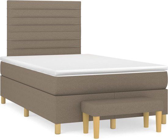 vidaXL Boxspring met matras stof taupe 120x200 cm