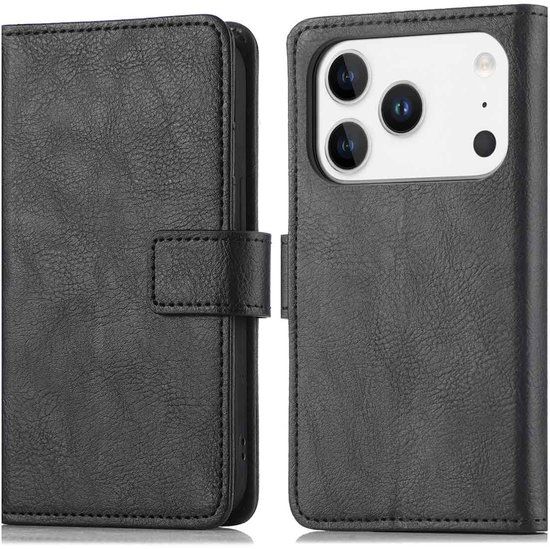 imoshion Hoesje - Geschikt voor Apple iPhone 17 Pro Max - Luxe Bookcase - Zwart