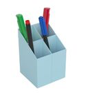 ICO Bureau-organizer, vierkant, kunststof, pennenhouder 4 vakken, pastelmix, organizer voor kantoor, 1 stuk