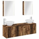 vidaXL Badkamerkast - set - 5 - st - Oud - hout - Bewerkt - hout