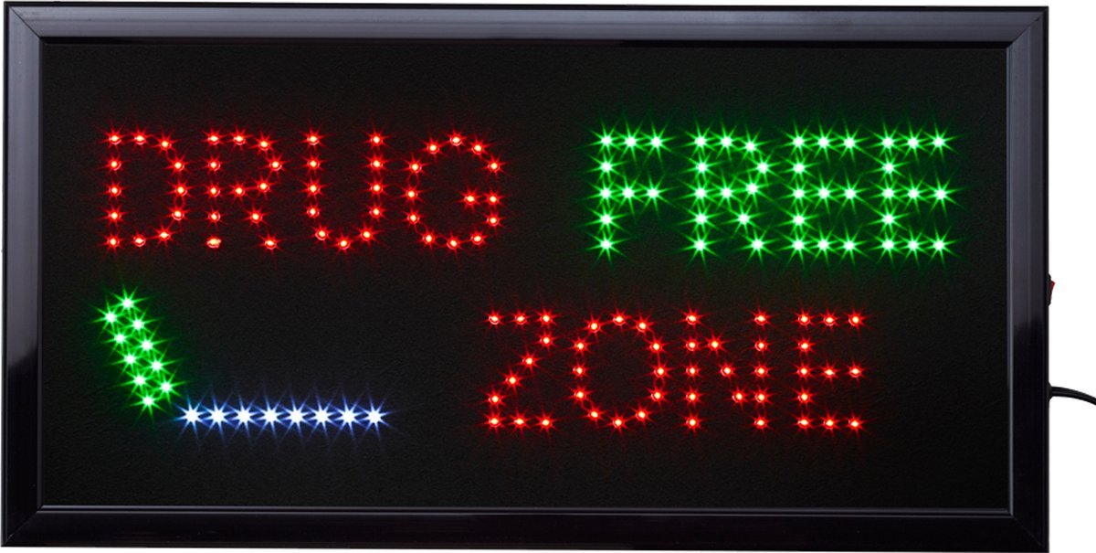 Cave & Garden Led bord - Led sign - Drug free zone - 50 x 25 cm - Led verlichting - Bar decoratie - Light box - Led lamp - Led borden - Decoratie