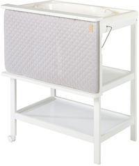 roba Baby Pool Combi Badtafel met 'roba Style Grey' Zwenkbare Aankleedmat & 2 Wielen, Wit