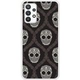 Samsung Galaxy A32 Floral skull Verstevigd hoesje met sublimatie bedrukking