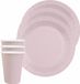 Santex feest/verjaardag servies set - 20x bordjes en bekertjes - lichtroze - karton