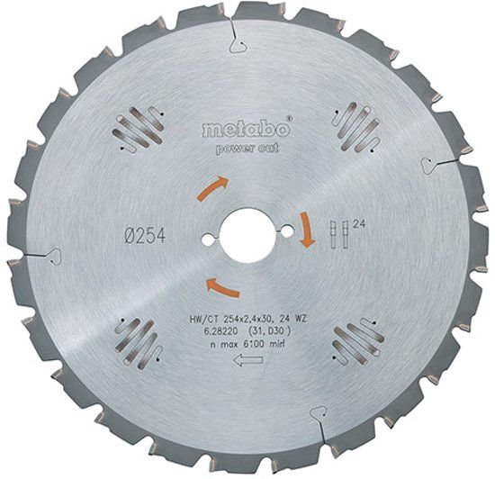 Metabo zaagblad "power cut wood - professional", 210x2,6/1,8x30, Z16 FZ 25°