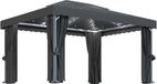 vidaXL Prieel met gordijn en LED-lichtslinger 4x3 m antracietkleurig