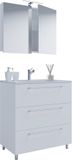 VCM Badinos Ensemble de meubles de salle de bain autoportants en 3 pièces avec armoire à miroir - Blanc