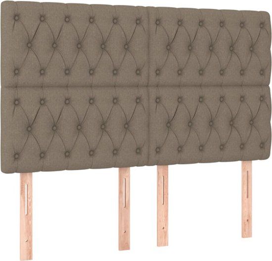 vidaXL Hoofdbord Taupe Stof 160x7x118/128 cm