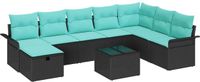 vidaXL - Tuinbank - Set - 3 zitplekken - Zwart - Polyrattan