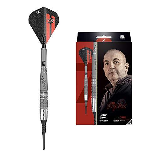 Target Darts Phil Taylor Power 9-Five Gen 7 20G 95% Wolfraam Soft Tip Darts Set, Grijs, Zwart en Rood