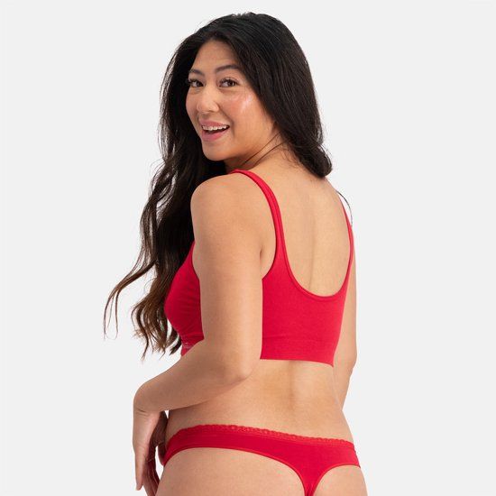 Bamboo Basics Comfortabel & Zijdezacht Seamless Strings Amber (3-pack) - Rood - L
