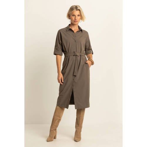 Expresso Expresso blousejurk travelstof bruin