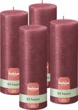 Bolsius - Rustieke stompkaars 'special' - Rood - Metallic - Set van 4 - Brandtijd van 85 uur - Huishoudelijke kaars - Interieurdecoratie - Ongeparfumeerd - Geen Palmolie - 19 cm