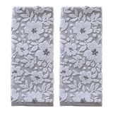 SKL Home Floral jacquard handdoekenset, grijs, 2 stuks